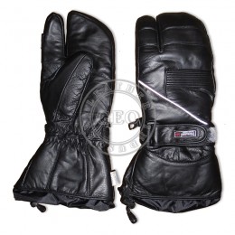 One Finger Leather Ski Mittens